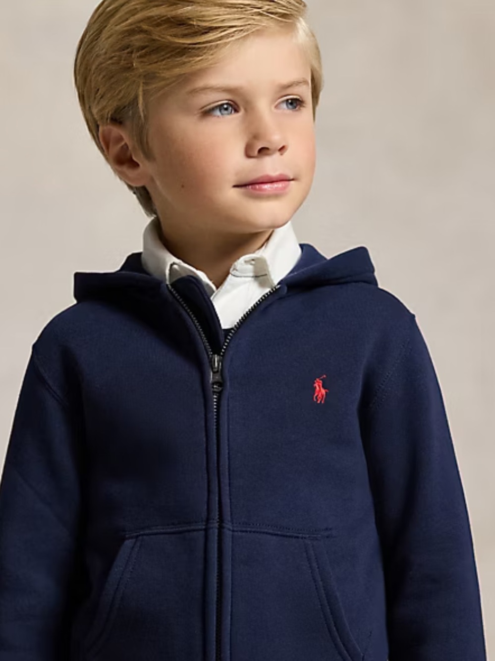 Polo by Ralph Lauren Navy Zip Hoodie with Red Pony - Kids